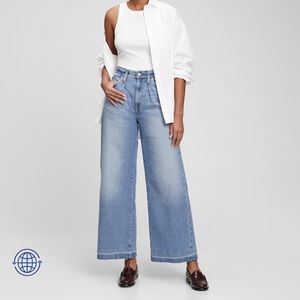 High Rise Pleated Wide-Leg Trouser with Washwell